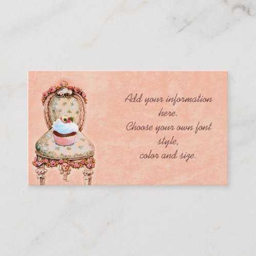 Pink Cupcake and Roses Business Profile Cards Business Card Template