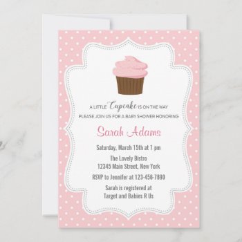 Pink Cupcake Baby Shower Invitation by melanileestyle at Zazzle