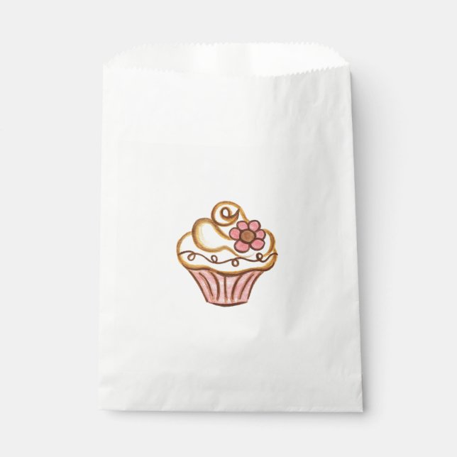 Pink Cupcake Bakery Birthday Party Favor Bag (Front)