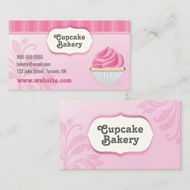 Pink Cupcake Bakery Business Card (Front/Back)