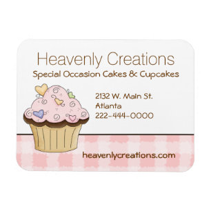 Pink Cupcake Bakery Business Card Magnet