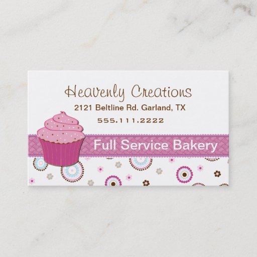 Customizable Pink Cupcake Bakery Cupcake Business Card