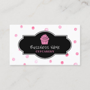 Pink Cupcake Bakery Cute Polka Dots Business Card