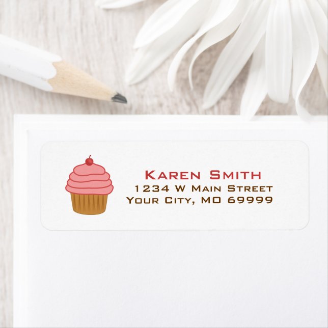Pink Cupcake Bakery Return Address Label (Insitu)