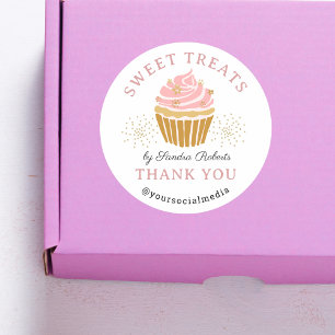 Pink Cupcake Bakery Thank you Classic Round Sticker
