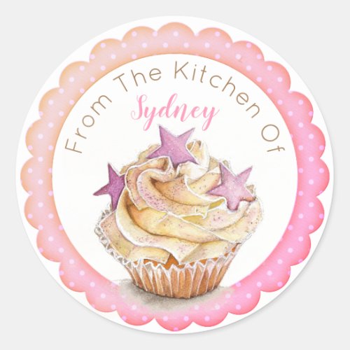 Pink Cupcake Baking  Classic Round Sticker
