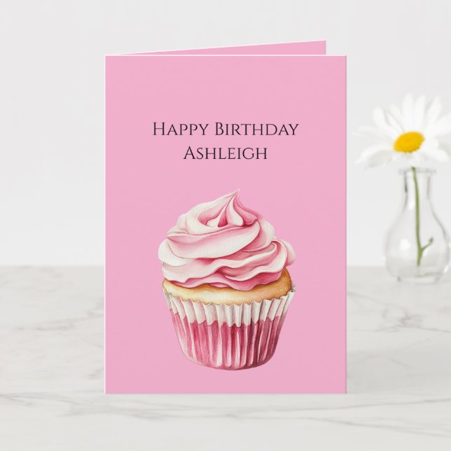 Pink Cupcake Birthday Card (Small Plant)