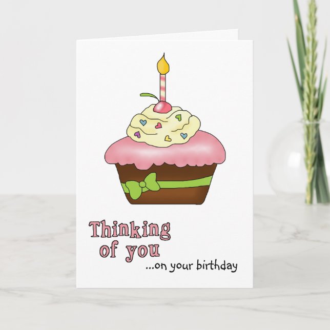 Pink Cupcake Birthday Card (Front)