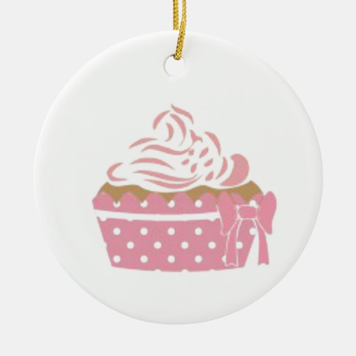 Pink Cupcake Birthday Christmas Tree Ornaments