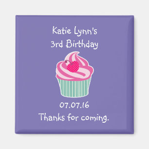 Pink Cupcake Birthday Party Favor Magnet