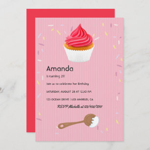 Pink Cupcake Birthday Party invitation