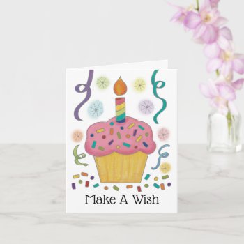 Pink Cupcake Birthday Personalized Custom Card by cbendel at Zazzle