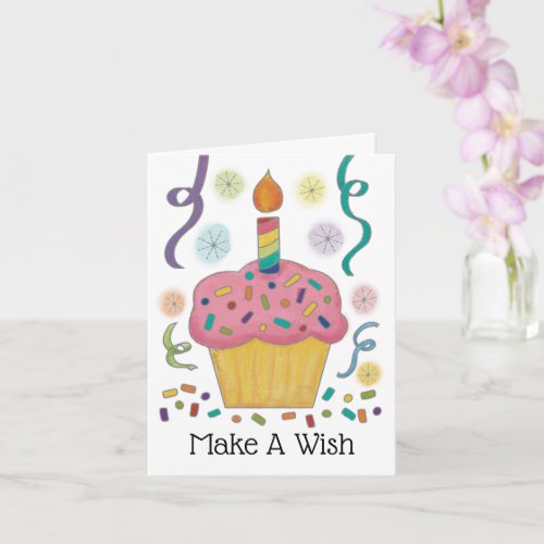 Pink Cupcake Birthday Personalized Custom Card