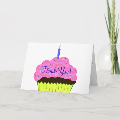 Pink Cupcake Birthday Thank You Cards