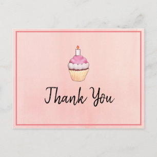 Pink Cupcake Birthday Thank You Postcard