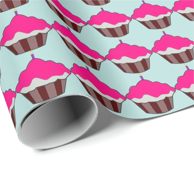 PINK CUPCAKE BIRTHDAY WRAPPING PAPER (Roll Corner)