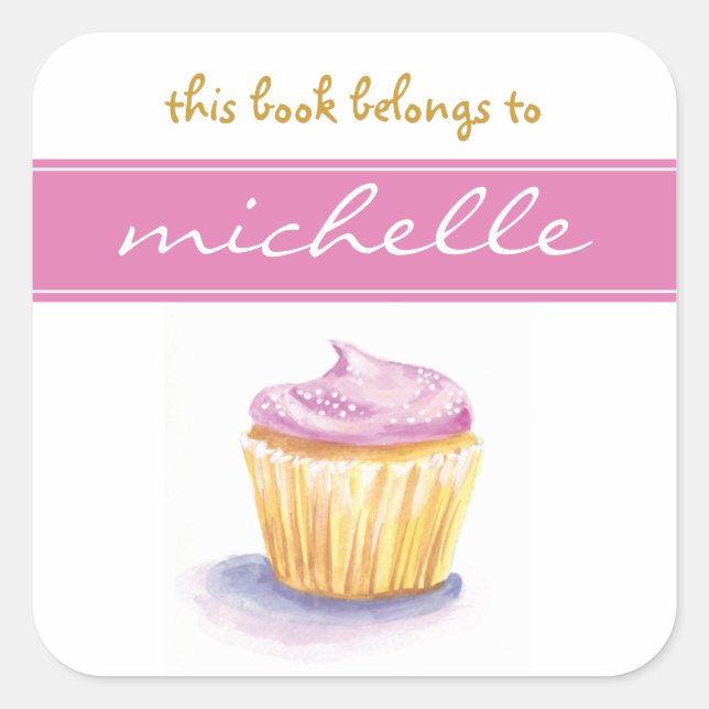 Pink cupcake bookplate (Front)