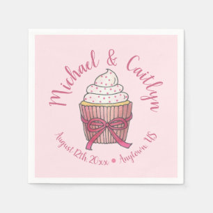 Pink Cupcake Bow Sprinkles Wedding Bridal Shower Napkins