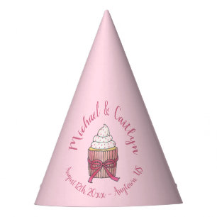 Pink Cupcake Bow Sprinkles Wedding Bridal Shower Party Hat