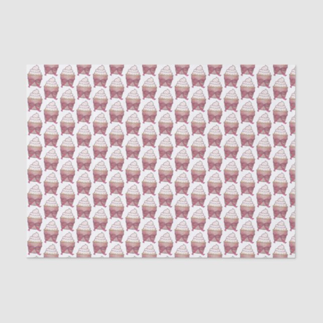 Pink Cupcake Bow Sprinkles Wedding Bridal Shower Tissue Paper (Front)
