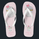 Pink Cupcake Bridal Party Gift Wedding Flip Flops<br><div class="desc">Flip-flops feature an original marker illustration of a vanilla cupcake topped with frosting,  sprinkles and a pink heart. Simply personalize with your name and date information for a unique wedding favor or bridesmaid gift!</div>