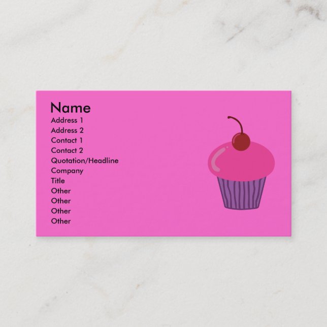 Pink Cupcake Business Cards (Front)