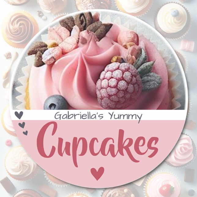 Pink Cupcake Cake Photo Template Baking Label  (Creator Uploaded)