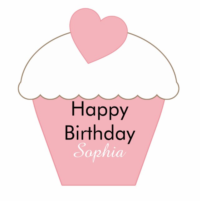 Pink Cupcake Cake Topper Cutout (Front)