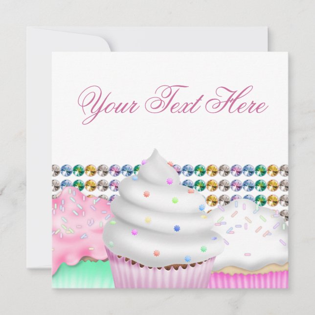Pink Cupcake Candy Buffet Party Invitation (Front)