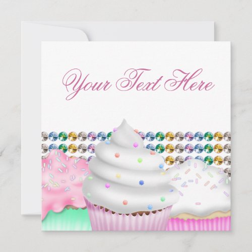 Pink Cupcake Candy Buffet Party Invitation