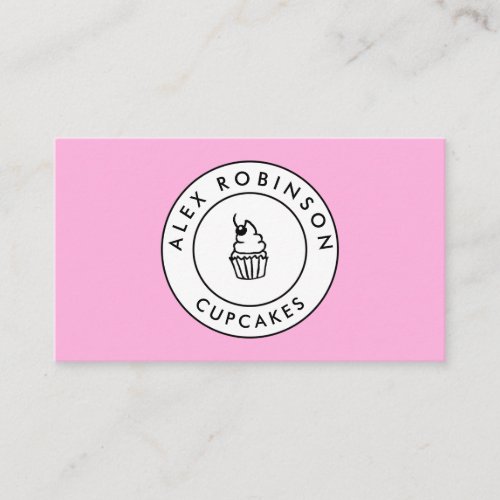 Pink cupcake circle logo bakery business card