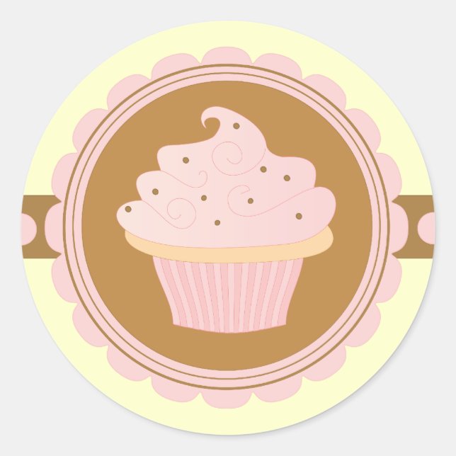 Pink Cupcake Classic Round Sticker (Front)