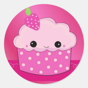 Pink Cupcake Classic Round Sticker