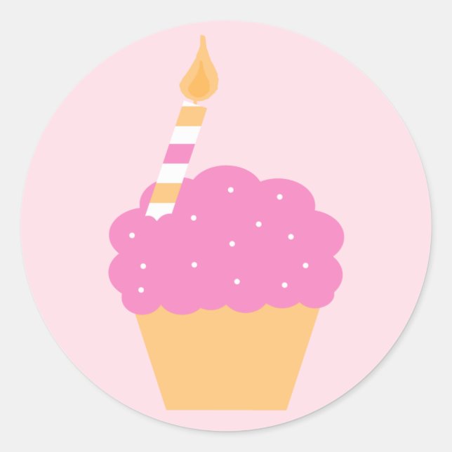 Pink Cupcake Classic Round Sticker (Front)