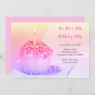 Pink Cupcake Colorful 30th birthday invitation