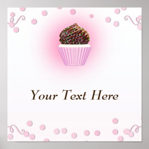 Pink Cupcake Confetti Birthday Party Bakery Poster