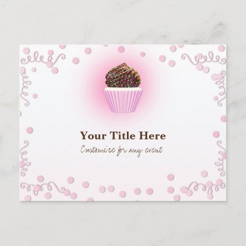 Pink Cupcake Confetti Birthday Party Event Flyer Invitation Postcard