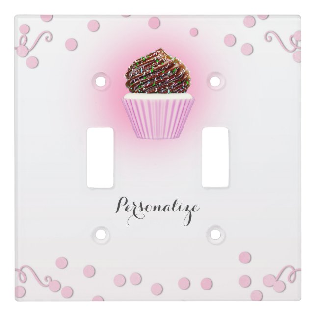 Pink Cupcake Confetti Fun Light Switch Cover (Front)