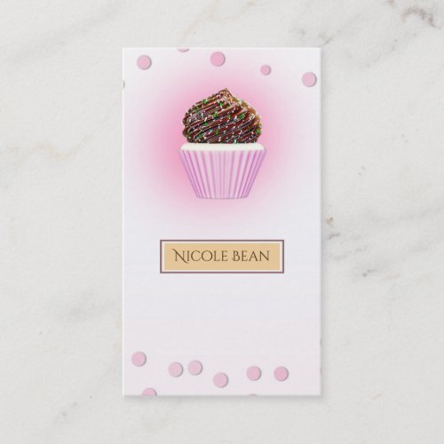 Pink Cupcake Confetti Sprinkles Bakery Business Card