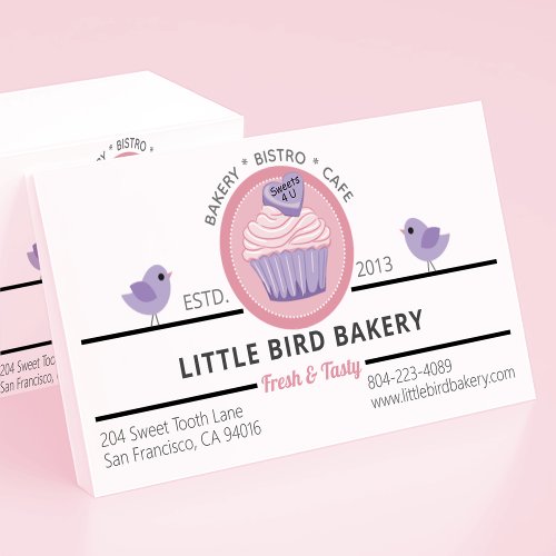 Pink Cupcake Customizable Bakery Business Card