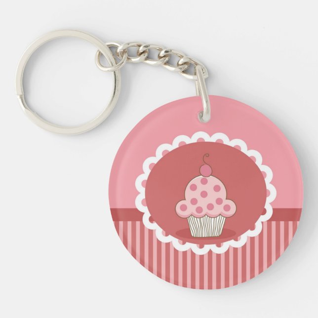 Pink Cupcake Design Keychain (Front)