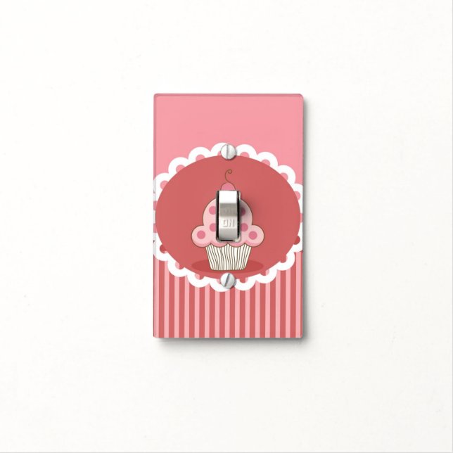 Pink Cupcake Design Light Switch Cover (In Situ)