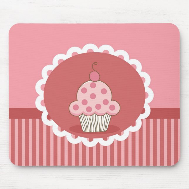 Pink Cupcake Design Mouse Pad (Front)