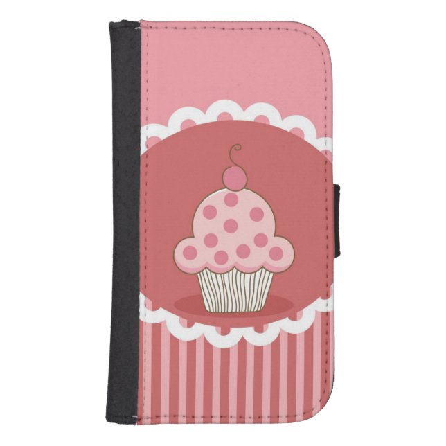 Pink Cupcake Design Samsung Galaxy Wallet Case (Front)