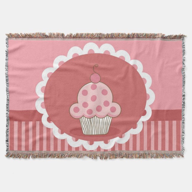 Pink Cupcake Design Throw Blanket (Front)