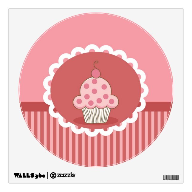 Pink Cupcake Design Wall Sticker (Front)