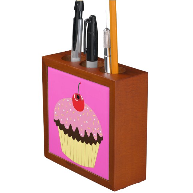 Pink Cupcake Desk Organizer (In Situ)