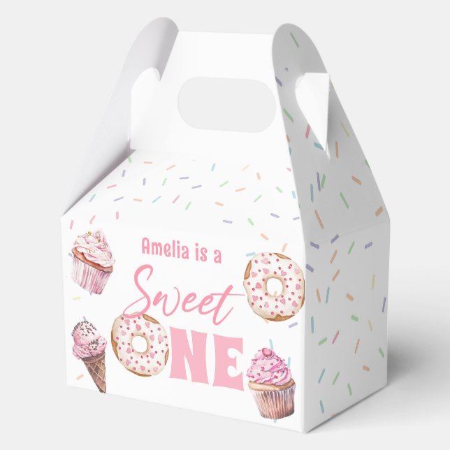 Pink Cupcake & Donut Birthday Favor Boxes (Front)