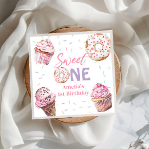 Pink Cupcake & Donut Birthday  Paper Napkin