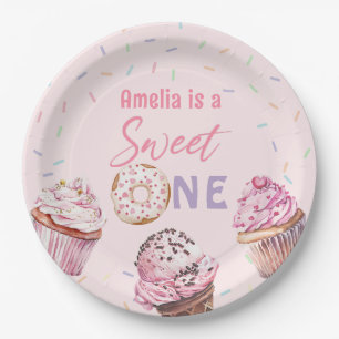 Pink Cupcake & Donut Birthday Paper Plates